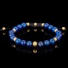 Crucible Men's Lapis Lazuli Stone and Gold Plated Steel Bead Adjustable Bracelet (8mm) - 3 of 4