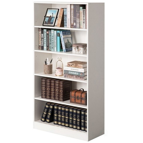 Sunnydaze 5 Shelf Industrial Style Freestanding Etagere Bookshelf with Wood  Veneer Shelves