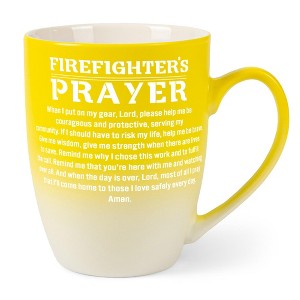 Elanze Designs First Responder Appreciation Coffee Cup Mug 12 Ounce Ceramic With Ombre Gradient Firefighter's Prayer Yellow and White - 1 of 4