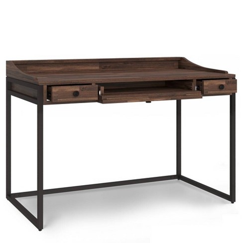 60 in. Black Sand Metal Industrial Modern Rustic Storage Writing Desk