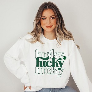 Simply Sage Market Women's Graphic Sweatshirt Lucky Clover Checkered - 1 of 4
