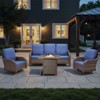 Buenhomino Outdoor Patio Furniture with Fire Pit Table Outdoor Conversation Set PE Wicker Patio Couch Swivel Glider Chairs for Garden,Lawn,Deck - 2 of 4