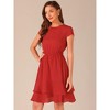 Allegra K Women's Work Ruffle Hem Cap Sleeve High Waist A-Line Layered Midi Dress - 2 of 4