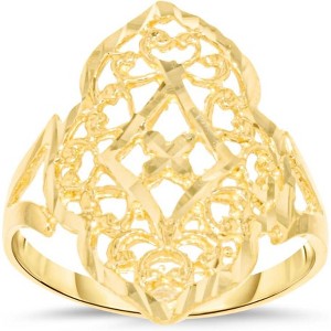 10k Yellow Gold 21.1mm Edged Openwork Filigree Ring - 1 of 4