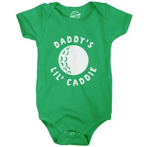 Daddy's Lil' Caddie Baby Bodysuit Funny Golf Lover Newborn Infant Jumper - Crazy Dog Baby Bodysuit - 1 of 4