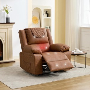 Oversized Massage Recliner Chair for Adults,PU Leather Recliner Chairs Single Sofa with Vibration Massage and Heating,Side Pocket for Living Room - 1 of 4