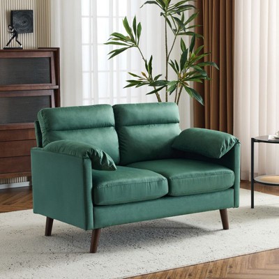 Karl Home |48.8 inchWide Suede Curved Arm Double Sofa Small Loveseat With Cushions