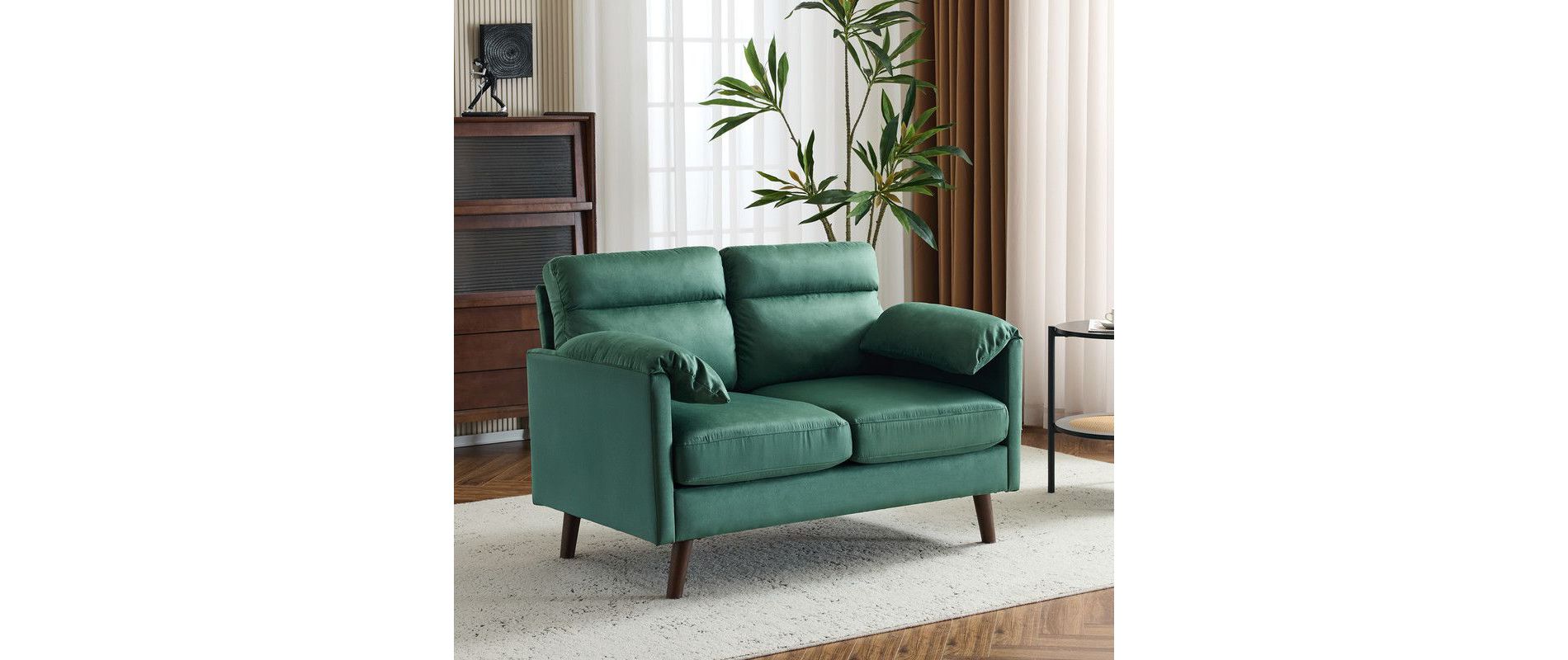 Karl Home |48.8 inchWide Suede Curved Arm Double Sofa Small Loveseat With Cushions