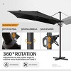 Pellebant 9x11FT Cantilever Umbrella Outdoor 360 Degree Rotation Offset Umbrella 6 Heights Adjustable with Base Black - 4 of 4