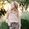 Girls' Organic Long Sleeve Mock Neck Sweater with Ruffle, Kids - 3 of 4