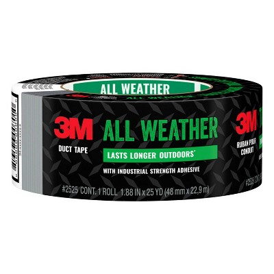 3M 1.88'' x 25yd All Weather Duct Tape: Waterproofing, Weather Stripping, Industrial Adhesive, Gray