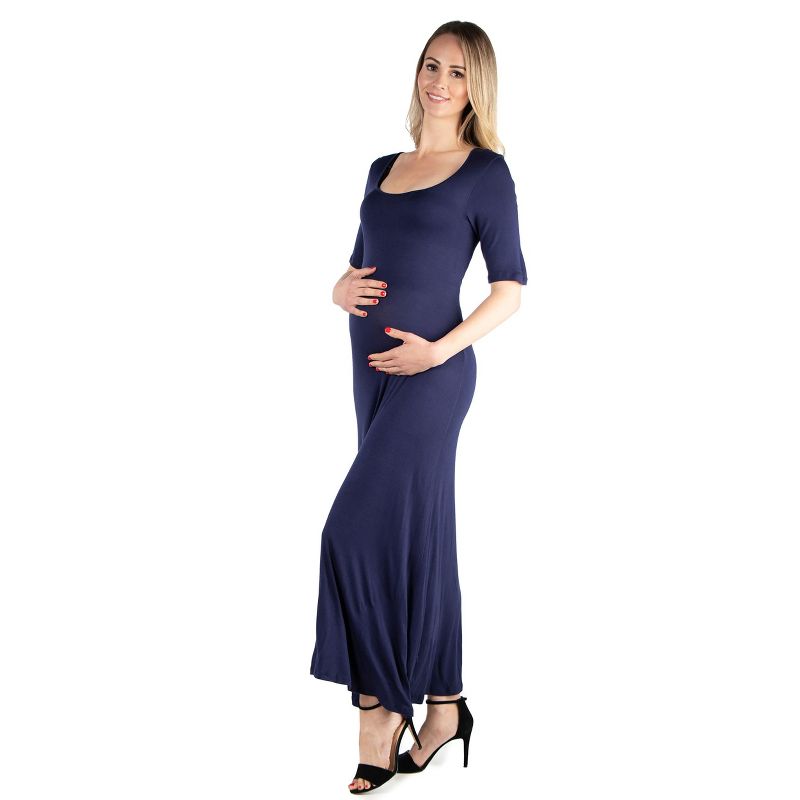 24seven Comfort Apparel Maternity Casual Maxi Dress, 2 of 5
