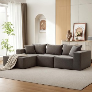GustoWave 108" Modular Cloud Sectional Couch with Chaise | Fluffy Compressed L Shaped Sofa for Living Room | Sofa Bed Design,Beige - 1 of 4