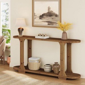 Tribesigns 63" Solid Wood Console Table, Farmhouse Sofa Table Behind Couch with 2-Tier Shelf for Hallway, Foyer, Entrance, Living Room - 1 of 4