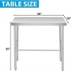 Stainless Steel Work Table, 400lb Capacity Commercial Prep Table with Galvanized Legs for Kitchen, Restaurant, Garage - 3 of 4