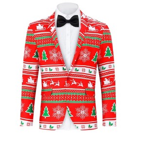 Clearlove Tuxedo Jackets One Button Slim Fit Formal Suits Blazer with Bow Tie Formal Blazer - 1 of 4