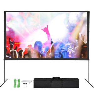 VEVOR Projector Screen with Stand, 120 inch 16:9 4K 1080 HD Outdoor Movie Screen with Stand, Wrinkle-Free Projection Screen with Bar Feet - 1 of 4