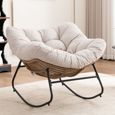Kumasinova Ultra Plush Chenille Upholstered Rocking Chair,Versatile Accent Glider&Patio Egg Chair for Living Room,Porch,350lbs Max