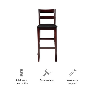 Torino 31" Ladder Back Merlot Wood & Brown Faux Leather Barstool