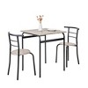 VECELO 3-Piece Dining Table & Chairs Set for 2, Metal and Wooden Square Kitchen Dining Set for Small Space, Brown/Gray - 2 of 4