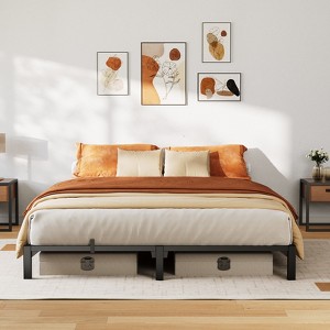COZONY Twin/Full/Queen/King Bed Frame 6-16 Inch, No-Screw Assembly Metal Platform, No Box Spring - 1 of 4