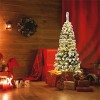 4.5ft Snow Flocked Pencil Christmas Tree - 242 Tips, 150 Warm LEDs, Premium PVC, Sturdy Metal Stand - 3 of 4