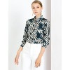 Allegra K Women's Printed Casual Formal Long Sleeve Office Blouse - 3 of 4
