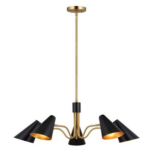 Vaxcel Pryce 5 - Light Chandelier in  Matte Black/Satin Brass - 1 of 4