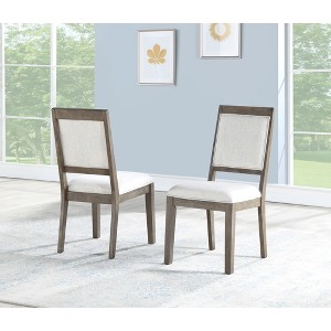 Hardwood Solids and Veneers Padded Side Chair (Set of 2) with Upholstered Seat and Back, Wood-Framed Construction, and Washed Oak Finish - 1 of 4