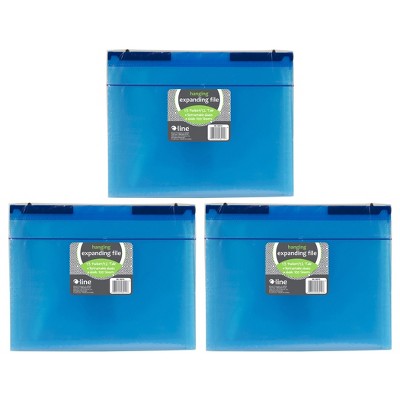 C-Line® Expanding File Folder, 13-Pocket, Hanging Tabs, Bright Blue, Pack of 3