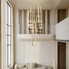 BAOURE 6 Ring Modern LED Chandeliers Dimmable Black Pendant Light Fixture 78in High Ceiling Chandelier for Foyer Living Room - 3 of 4