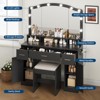Vanity Desk, Makeup Vanity Desk with Mirror & 9 LED Light Bulbs, Large Drawers and Three Level Storage & Tiers of Open Shelves for Bedroom, White - 2 of 4