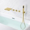 SUMERAIN Wall Mounted Bathtub Faucet with Handheld Shower, Waterfall Tub Faucet Filler, Brushed Gold - 3 of 4