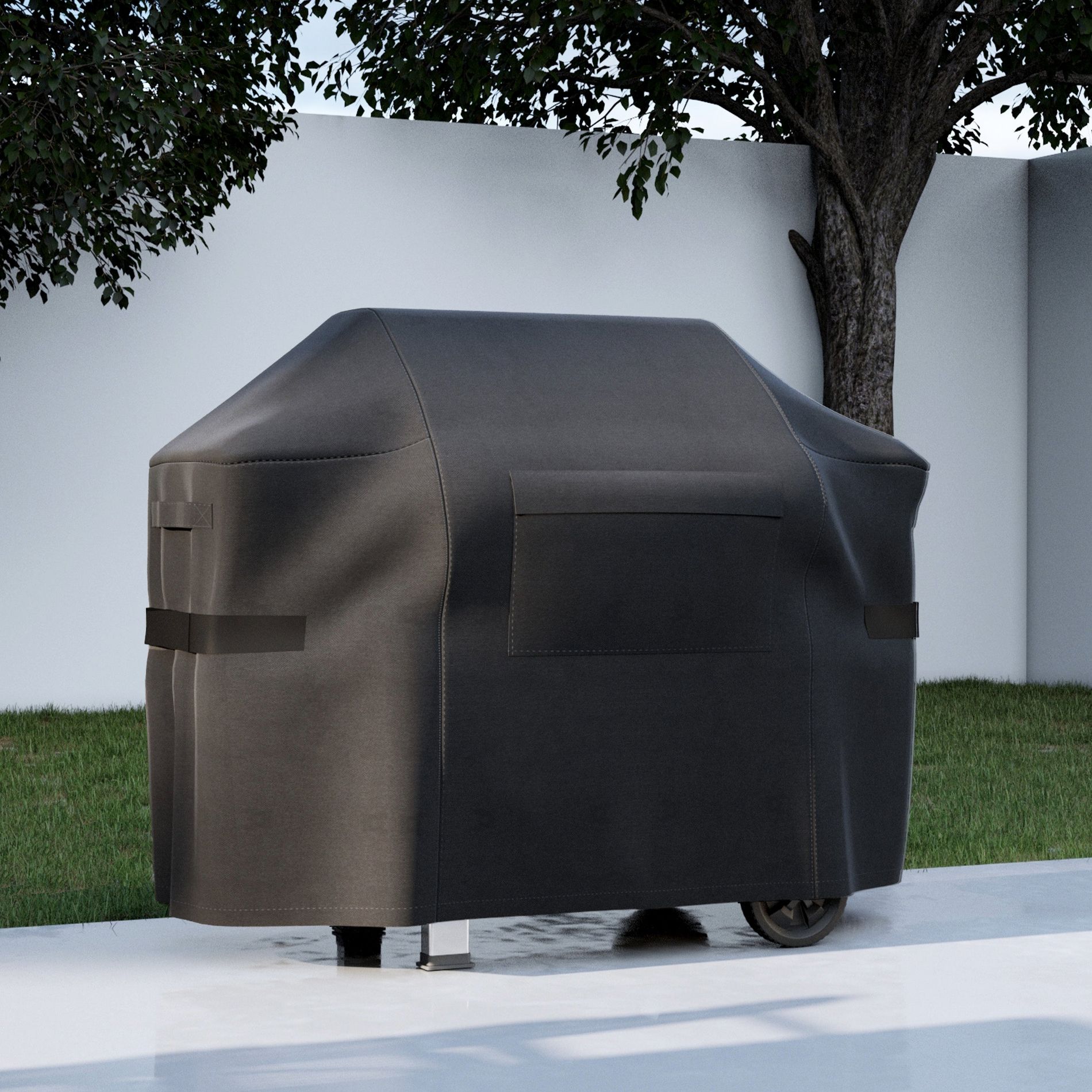 BBQ Grill Cover – Heavy-Duty Waterproof Outdoor Cover for Gas Grills – UV-Resistant, Fade-Proof, Rip-Proof with Secure Straps – Black