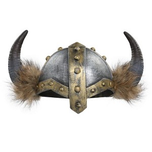 HalloweenCostumes.com One Size Fits Most Women Women's Horned Viking Helmet, Gray/Orange/Brown - 1 of 3