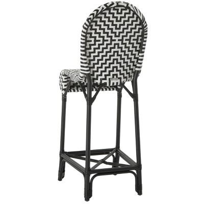 Tilden Black and White Rattan Indoor/Outdoor Bar Stool