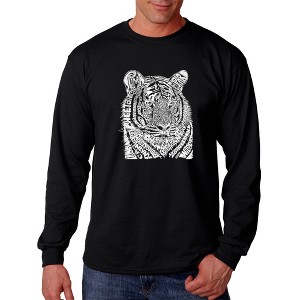 LA Pop Art Men's Word Art Long Sleeve T-shirt - Big Cats - 1 of 4