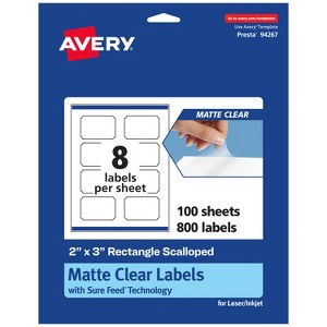 Avery Matte Clear Labels,  2" x 3" Rectangle Scalloped - 1 of 4