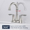 Vynxaria Bathroom Faucet Brushed Nickel with Pop-up Drain & Supply Hoses Two-Handle 360 Degree High Arc Swivel Spout - 2 of 4