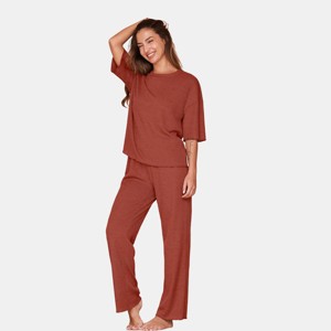 Women's Cozy Mid Sleeve Top & Pant Pajama Sets - Cupshe - 1 of 4