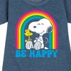 Girls' - Peanuts - Be Happy Rainbow Graphic Short Sleeve Fleece Dress - 2 of 4
