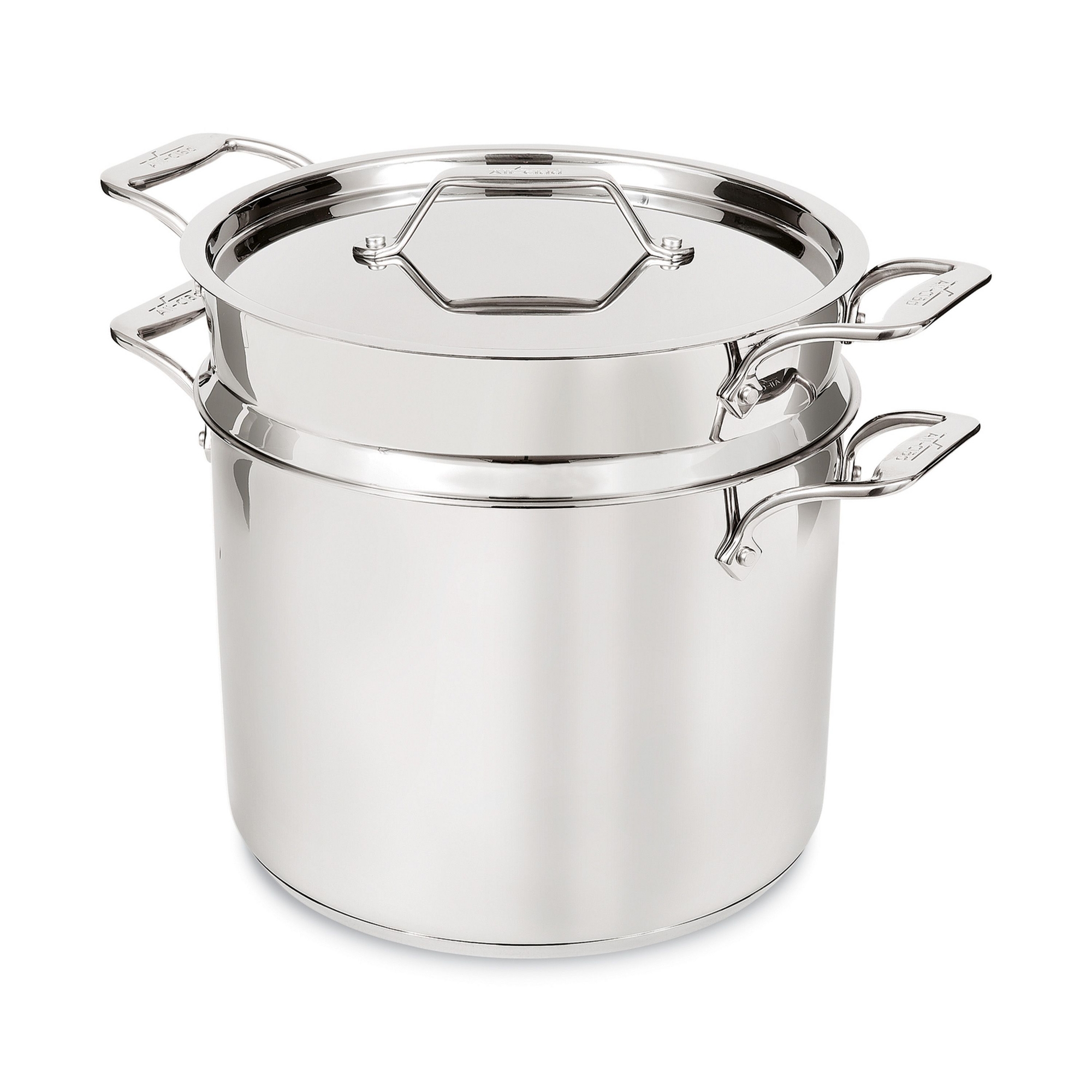 All-Clad 12 Quart Stainless Steel Multipot with Insert, Simply Strain, Silver