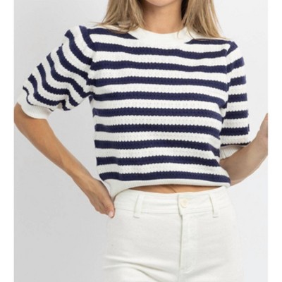 Women's CECI STRIPED KNIT TOP - SUNDAYUP