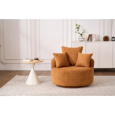 Crochet Yarn Full Sponge Swivel Compression Chair with Pillow, Ergonomic Single-Seat Accent Chair for Home Living or Furniture