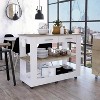 TiramisuBest Wine Storage Pedestal Kitchen Island White and Macadamia with White for Kitchen Islands & Carts - 2 of 4