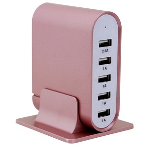 Trexonic 7.1 Amps 5 Port Universal USB Compact Charging Station in Rose Gold Finish - 1 of 4