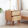 Solid Wood Bedside Cabinet, North America FAS Grade Oak, Handwoven Rattan Surface-- Frevyn - 2 of 4