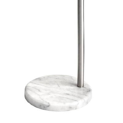 Elegant Silver Marble Floor Lamp with Fabric Drum Shade