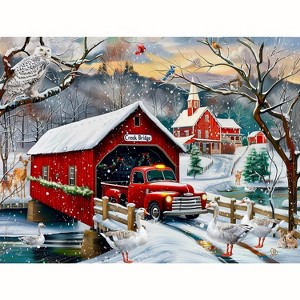 Sunsout Creek Bridge 500 pc Christmas Jigsaw Puzzle 77001 - 1 of 4