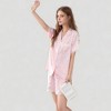 Anna-Kaci Lounge Women's Short Sleeve Satin Pajama Set with Button Down Top Elastic Waist Shorts and Lace Trim Detail - 4 of 4